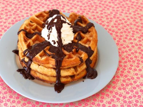 Churro Waffles With Chocolate Sauce Gemma S Bigger Bolder Baking