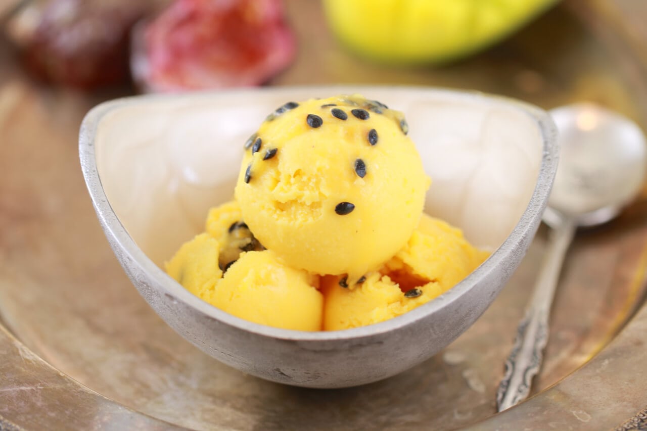 Homemade Mango And Passion Fruit Sorbet In 5 Minutes No Machine Gemmas Bigger Bolder Baking