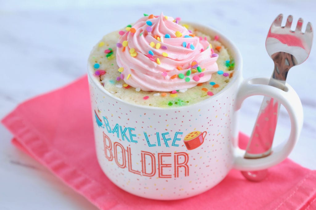 Celebration Vanilla Mug Cake Recipe — Gemmas Bigger Bolder Baking 