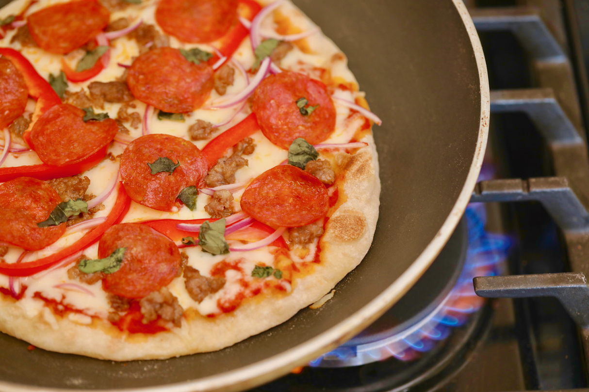Cast Iron Pizza (on the grill or in the oven) - Whisked Away Kitchen
