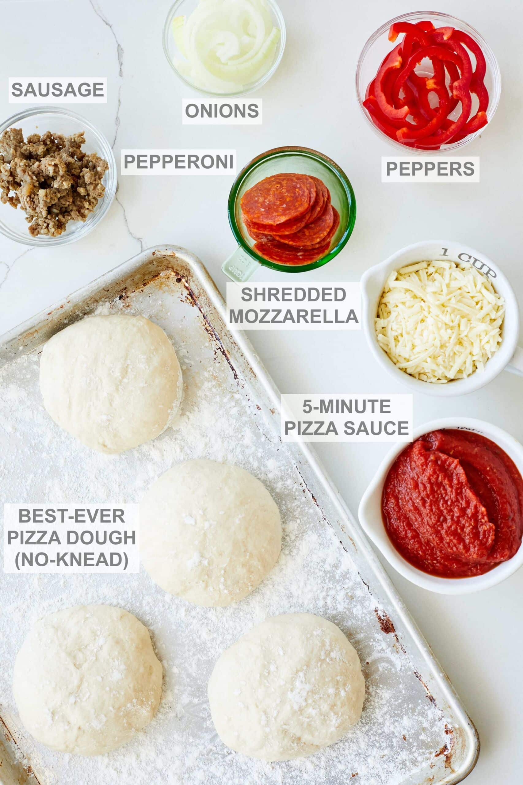 Ingredients of Pan Fried Pizza (Stovetop, No Oven)