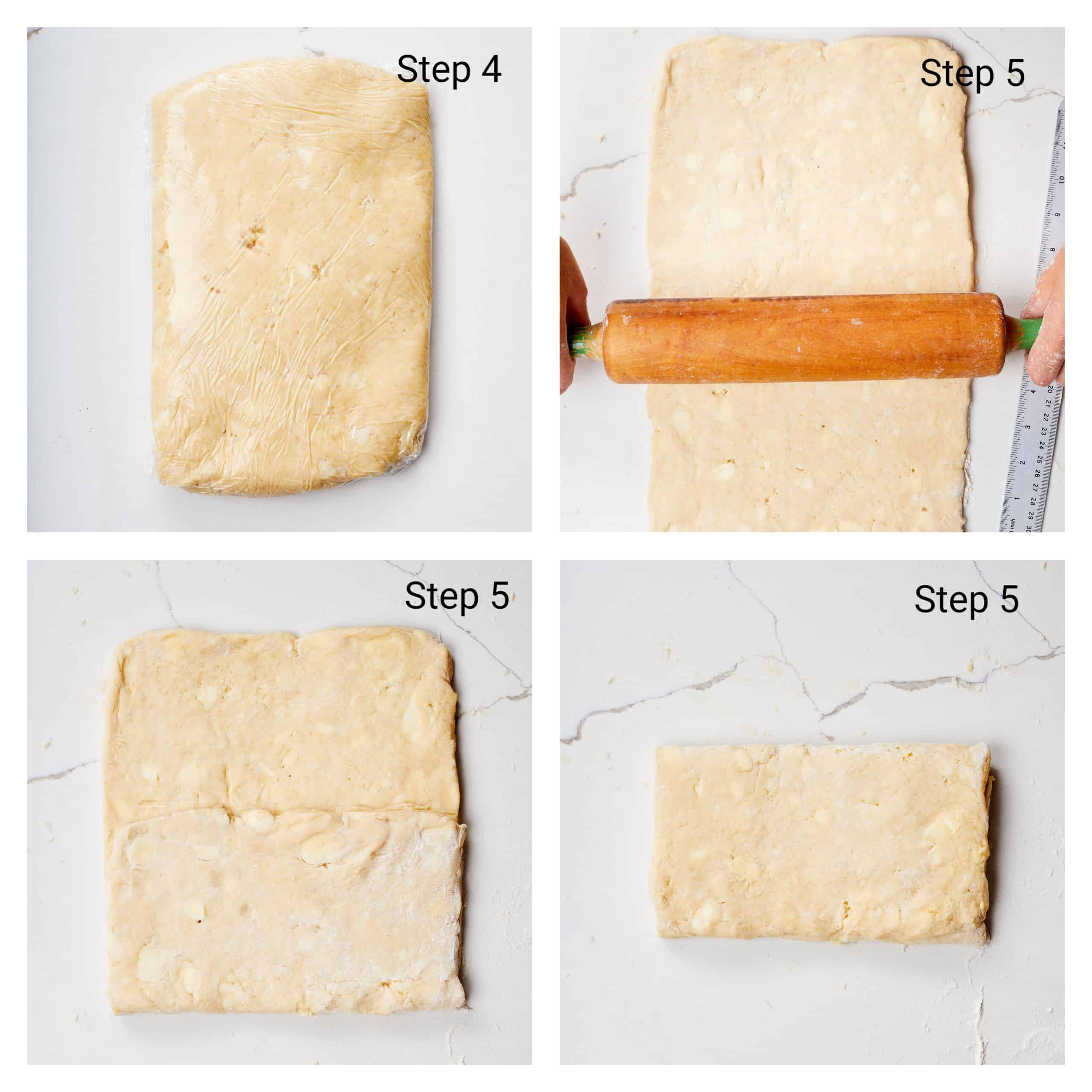 Step-by-step instructions on how to Make Cheese Danish from scratch: roll and fold the dough into an envelope.