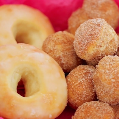 Homemade donuts are baked to perfection, with a golden color and a fluffy texture.