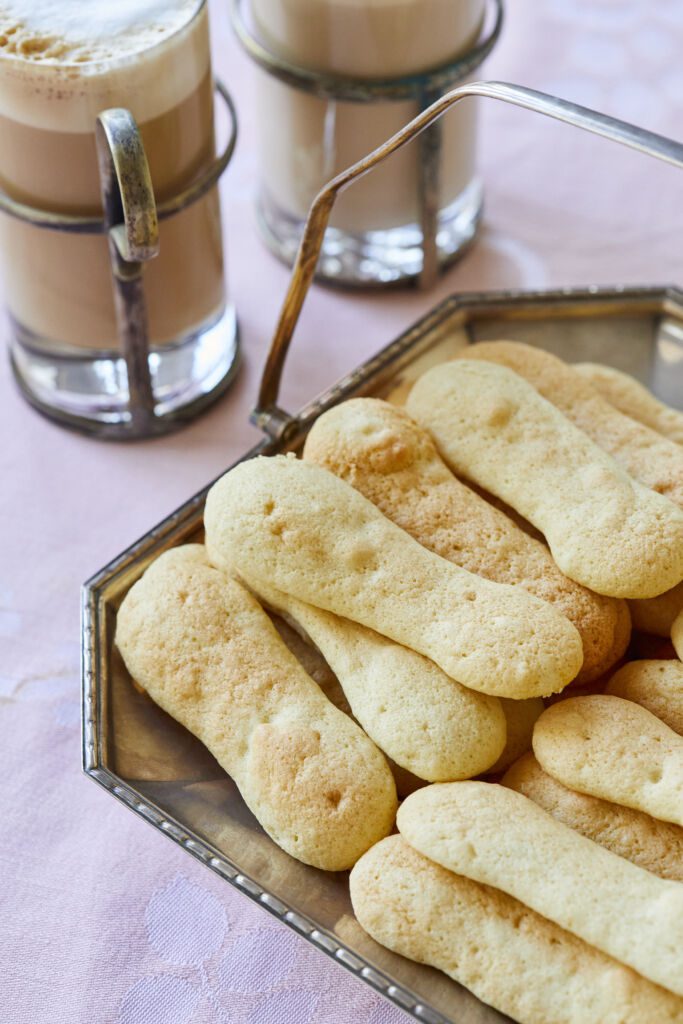 Homemade Ladyfingers are paired with Irish coffee.
