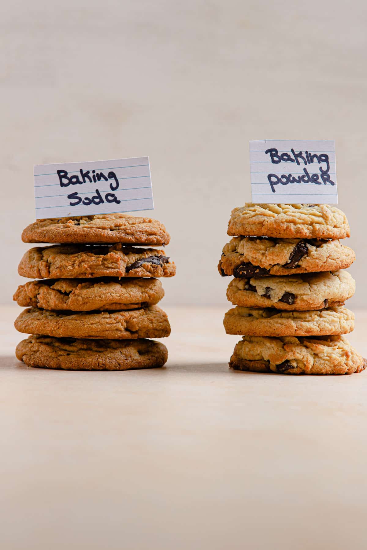 Two stacks of cookies.