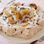 Chocolate Pavlova with Maple Poached Pears