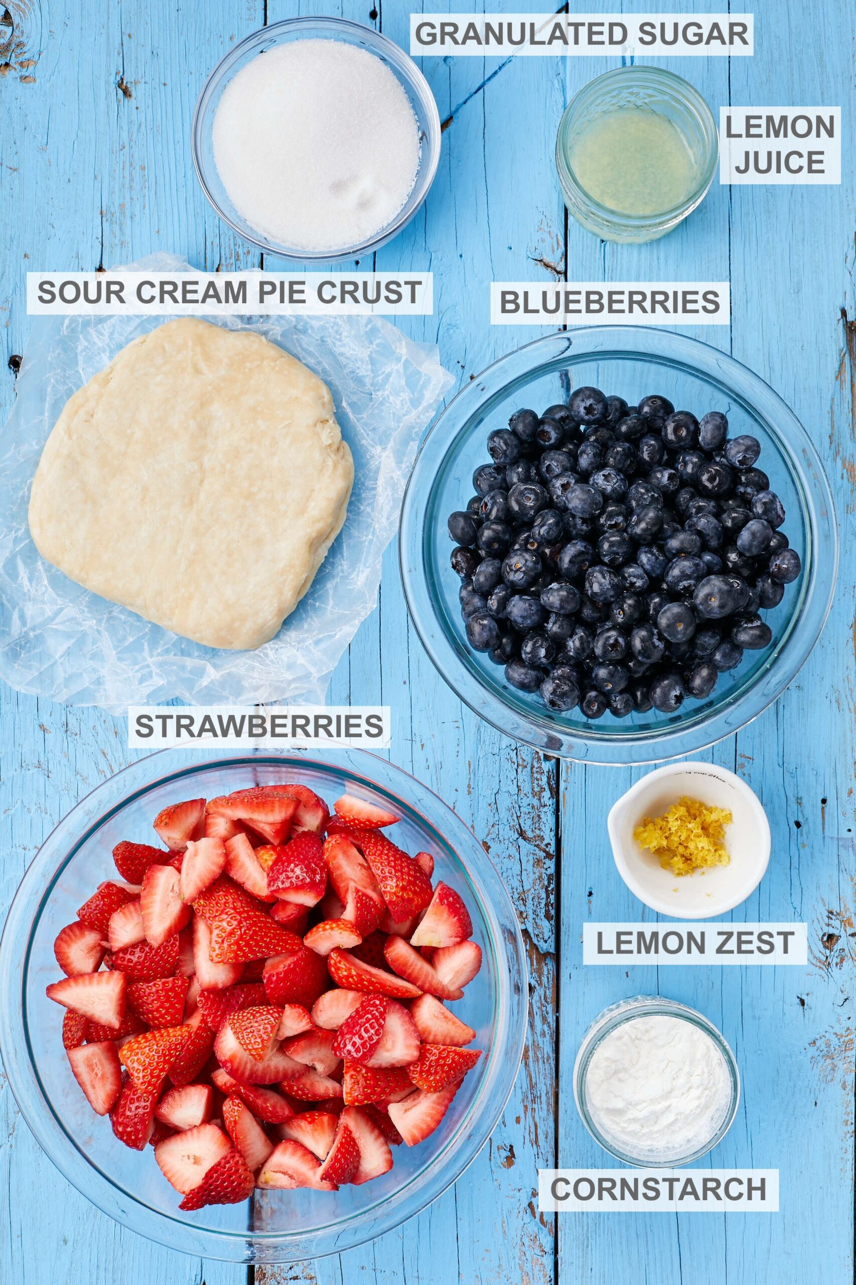 Key Ingredients of Fresh Blueberry Strawberry Pie