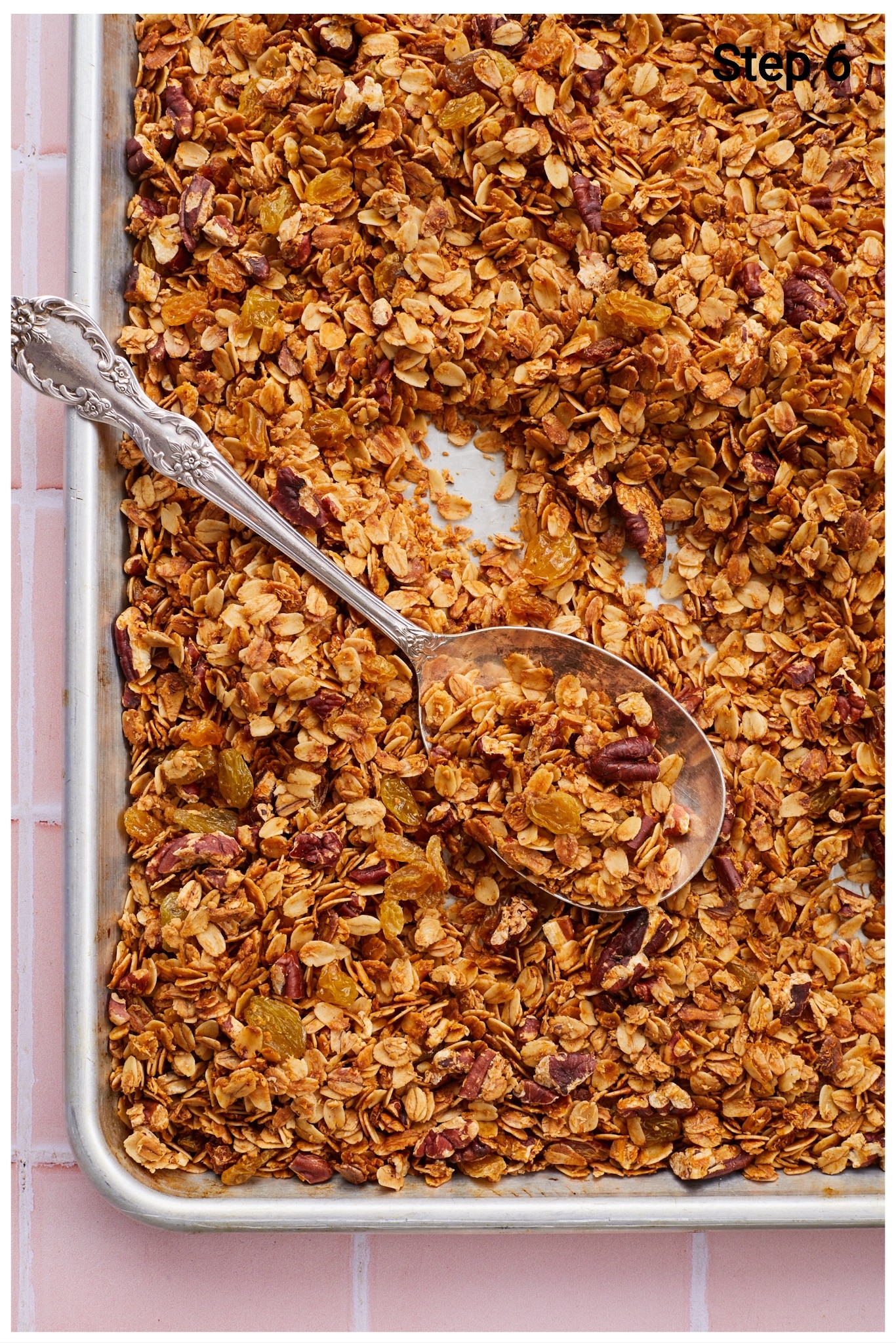 Finish making granola: Bake for about 25 minutes, stirring the mixture halfway through, until the granola is evenly toasty brown.