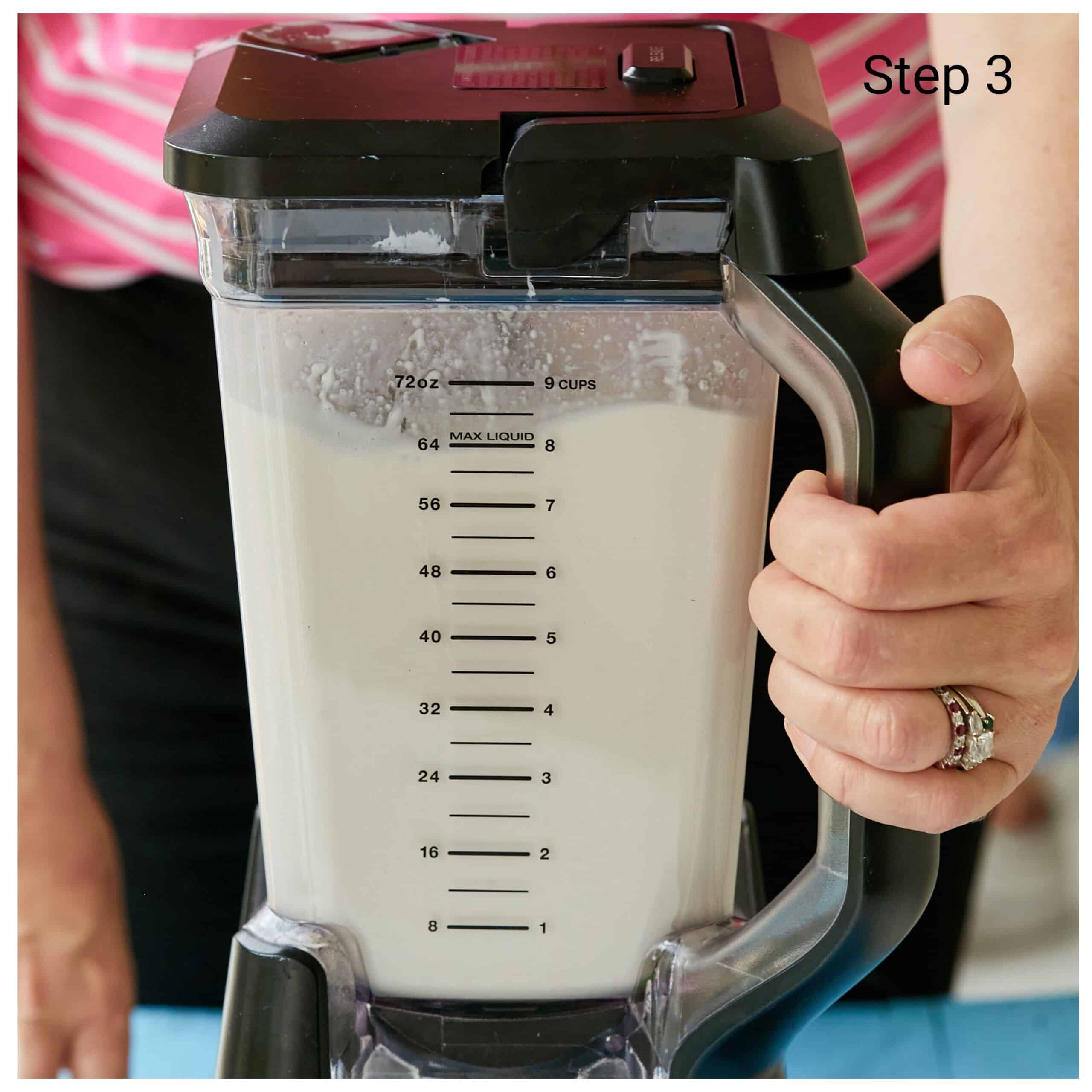 Step-by-step instructions on how to make Strawberry Cheesecake Ice Cream, step3: In a food processor or blender, mix cream cheese, milk, cream, sugar, Rodelle Gourmet Vanilla Extract, salt, and remaining 1 tablespoon of lemon juice until smooth.