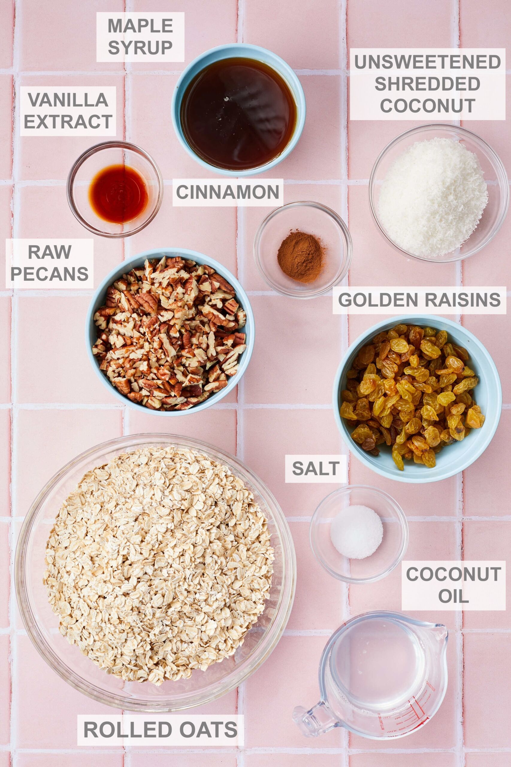 Ingredients for refined sugar free granola